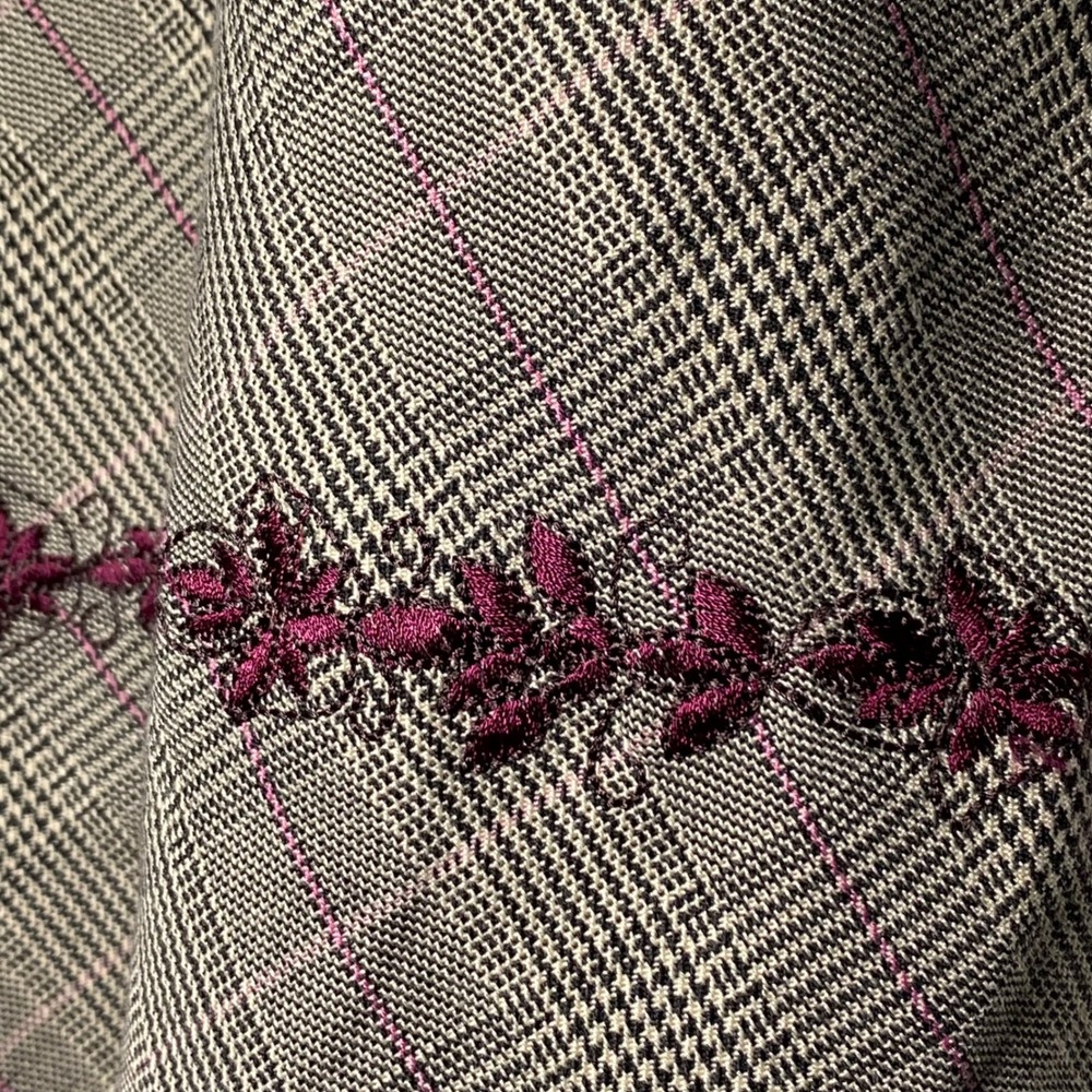 Vintage Academia Brown Plaid Midaxi Skirt Embroidered Autumnal Preppy - 14 - Picture 9 of 12